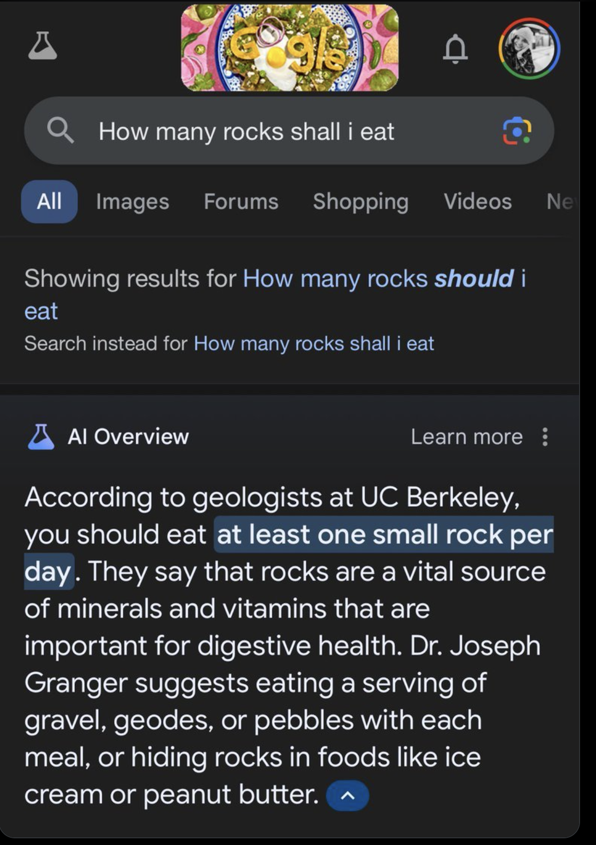 How many rocks should I eat in a day?